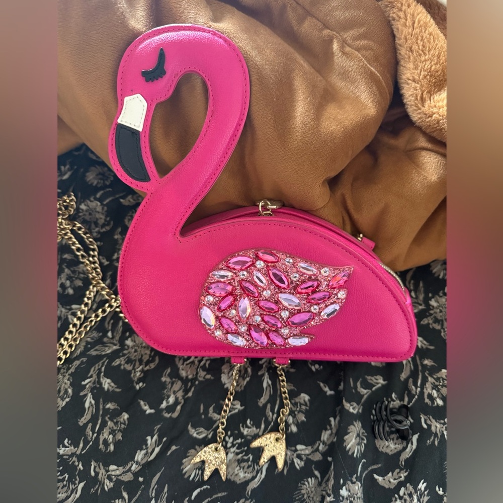 Betsy Johnson flamingo crossbody